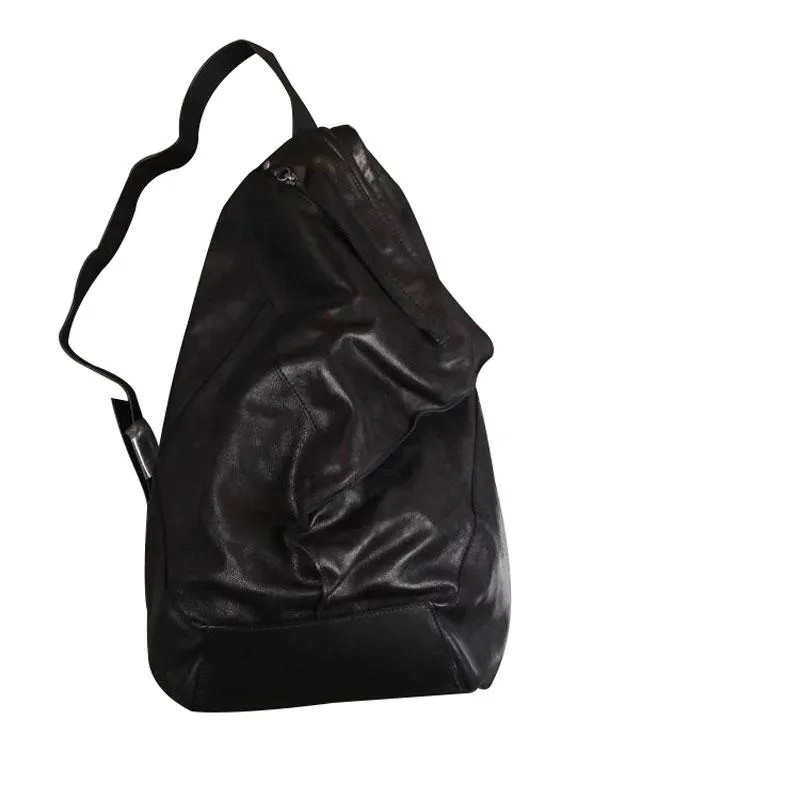 Genuine Leather Mens Cool Sling Bag Large Chest Bag Sling Pack One Shoulder Backpack for men