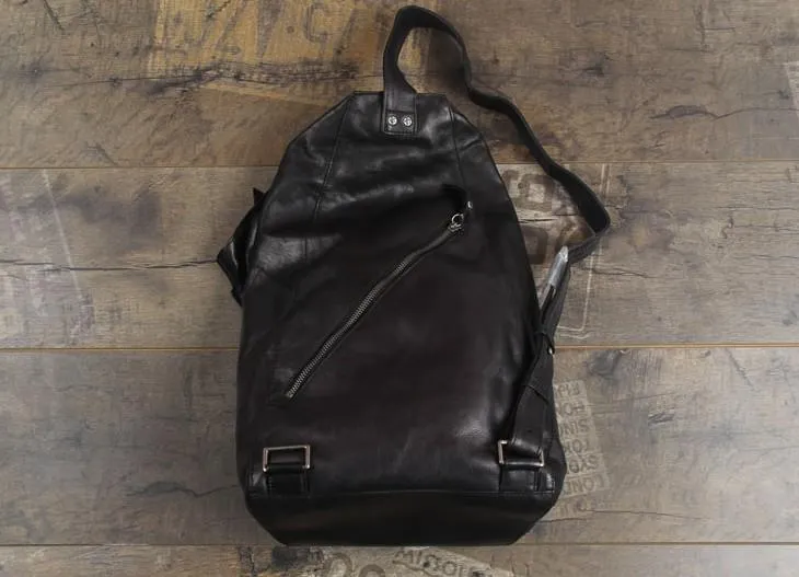 Genuine Leather Mens Cool Sling Bag Large Chest Bag Sling Pack One Shoulder Backpack for men