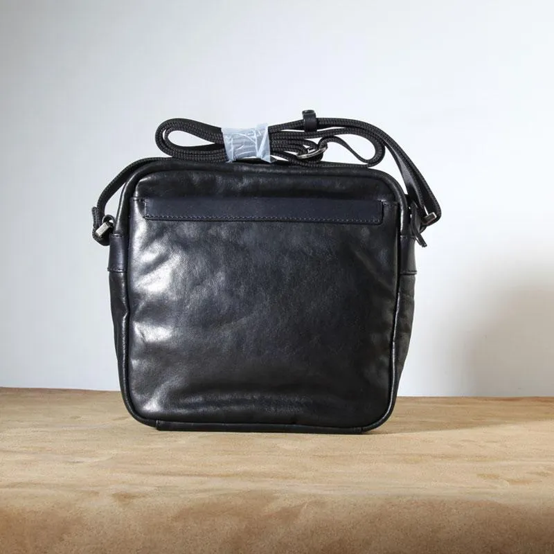 Genuine Leather Mens Cool Small Messenger Bag Sling Bag Chest Bag Bike Bag Cycling Bag for men