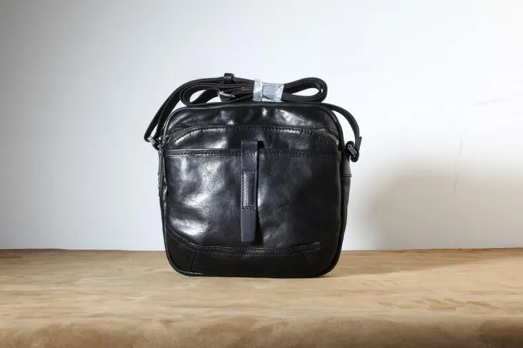 Genuine Leather Mens Cool Small Messenger Bag Sling Bag Chest Bag Bike Bag Cycling Bag for men
