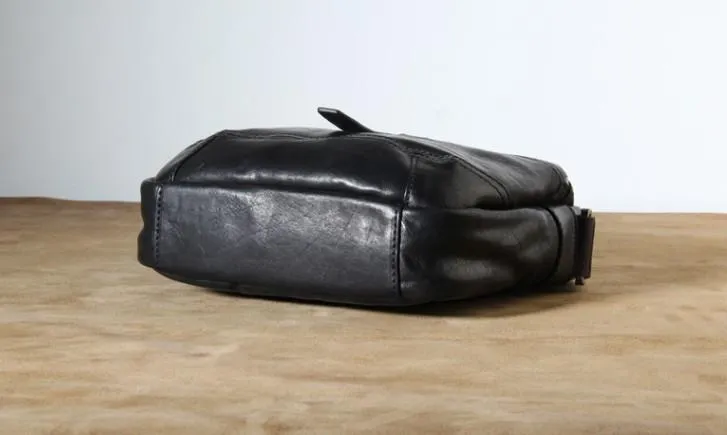 Genuine Leather Mens Cool Small Messenger Bag Sling Bag Chest Bag Bike Bag Cycling Bag for men