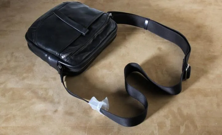 Genuine Leather Mens Cool Small Messenger Bag Sling Bag Chest Bag Bike Bag Cycling Bag for men