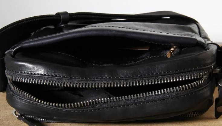 Genuine Leather Mens Cool Small Messenger Bag Sling Bag Chest Bag Bike Bag Cycling Bag for men