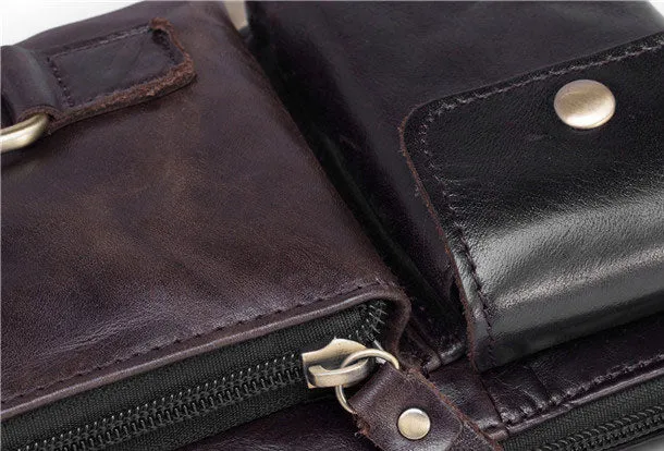GENUINE LEATHER MENS SMALL CHEST BAG SLING BAG WAIST BAG HIP PACK BELT BAG FANNY PACK BUMBAG FOR MEN
