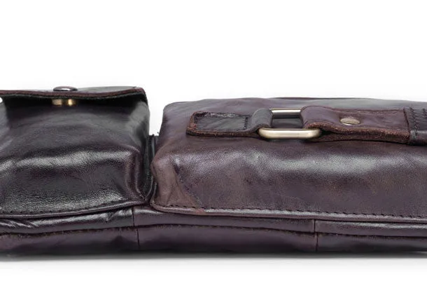 GENUINE LEATHER MENS SMALL CHEST BAG SLING BAG WAIST BAG HIP PACK BELT BAG FANNY PACK BUMBAG FOR MEN