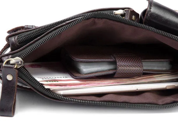 GENUINE LEATHER MENS SMALL CHEST BAG SLING BAG WAIST BAG HIP PACK BELT BAG FANNY PACK BUMBAG FOR MEN