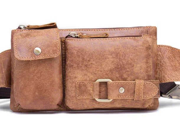 GENUINE LEATHER MENS SMALL CHEST BAG SLING BAG WAIST BAG HIP PACK BELT BAG FANNY PACK BUMBAG FOR MEN