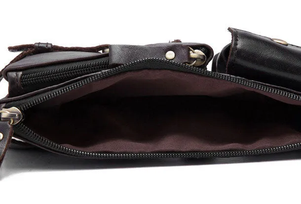 GENUINE LEATHER MENS SMALL CHEST BAG SLING BAG WAIST BAG HIP PACK BELT BAG FANNY PACK BUMBAG FOR MEN
