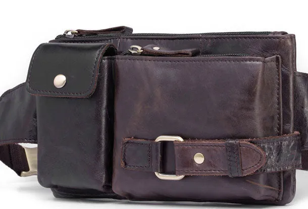 GENUINE LEATHER MENS SMALL CHEST BAG SLING BAG WAIST BAG HIP PACK BELT BAG FANNY PACK BUMBAG FOR MEN