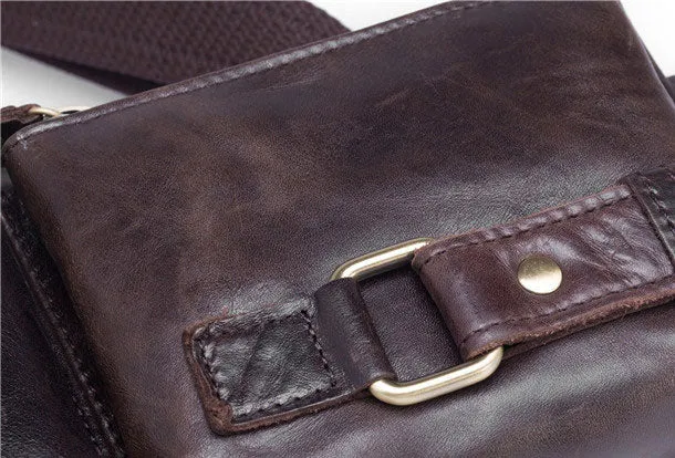 GENUINE LEATHER MENS SMALL CHEST BAG SLING BAG WAIST BAG HIP PACK BELT BAG FANNY PACK BUMBAG FOR MEN