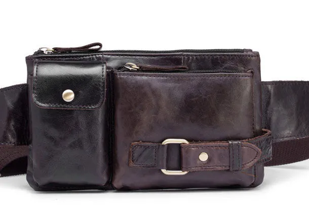 GENUINE LEATHER MENS SMALL CHEST BAG SLING BAG WAIST BAG HIP PACK BELT BAG FANNY PACK BUMBAG FOR MEN