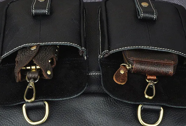 Genuine Leather Messenger Bag Briefcase Bag Cross Body Cool Chest Bag Travel Bag Hiking Bag For Men