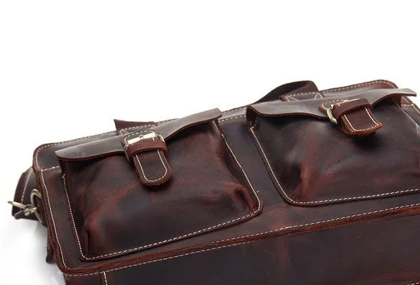 Genuine Leather Messenger Bag Briefcase Bag Cross Body Cool Chest Bag Travel Bag Hiking Bag For Men