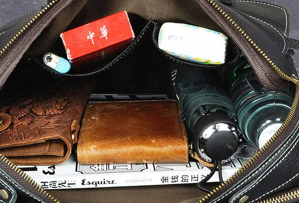 Genuine Leather Messenger Bag Briefcase Bag Cross Body Cool Chest Bag Travel Bag Hiking Bag For Men