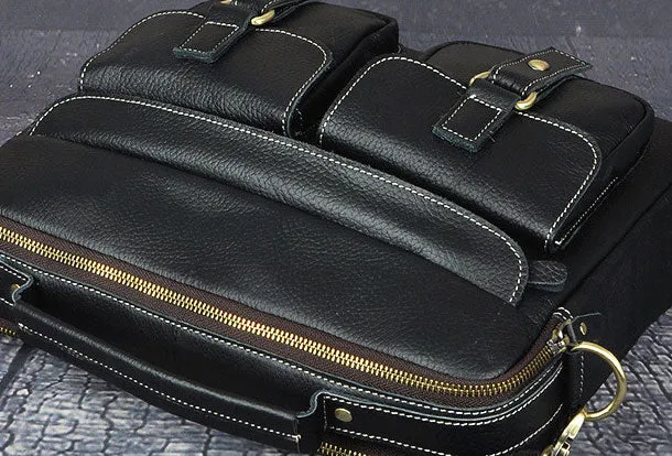 Genuine Leather Messenger Bag Briefcase Bag Cross Body Cool Chest Bag Travel Bag Hiking Bag For Men
