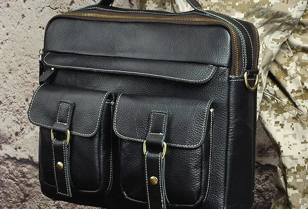 Genuine Leather Messenger Bag Briefcase Bag Cross Body Cool Chest Bag Travel Bag Hiking Bag For Men