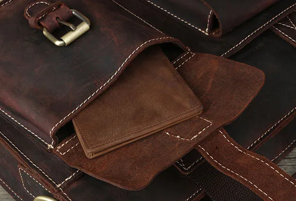Genuine Leather Messenger Bag Briefcase Bag Cross Body Cool Chest Bag Travel Bag Hiking Bag For Men