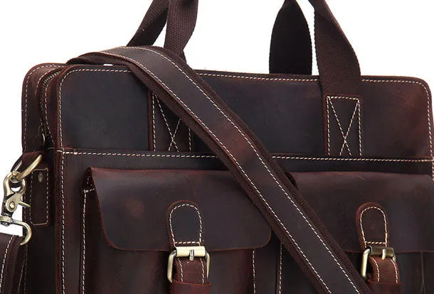 Genuine Leather Messenger Bag Briefcase Bag Cross Body Cool Chest Bag Travel Bag Hiking Bag For Men