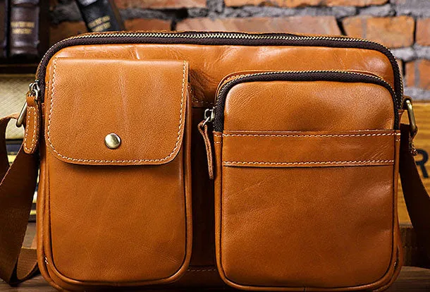 Genuine Leather Messenger Bag Cool Chest Bag Crossbody Bag Travel Bag Hiking Bag for men