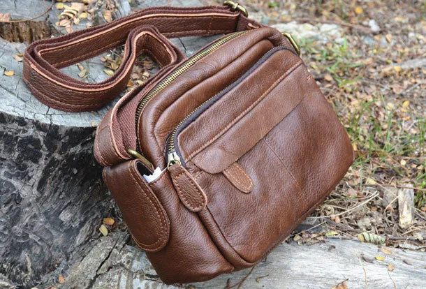 Genuine Leather Messenger Bag Cool Chest Bag Crossbody Bag Travel Bag Hiking Bag for men