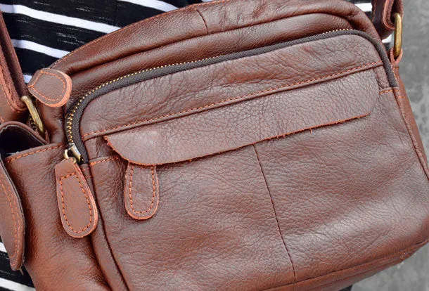 Genuine Leather Messenger Bag Cool Chest Bag Crossbody Bag Travel Bag Hiking Bag for men