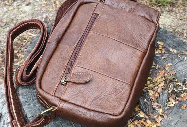 Genuine Leather Messenger Bag Cool Chest Bag Crossbody Bag Travel Bag Hiking Bag for men