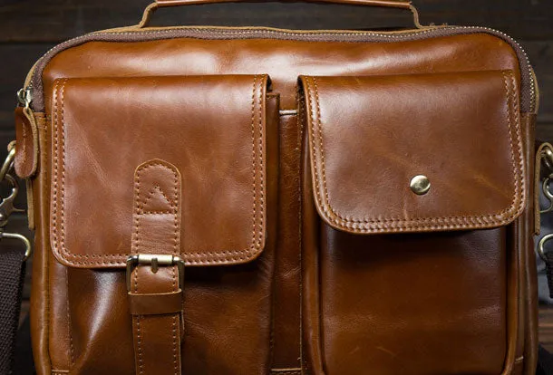 Genuine Leather Messenger Bag Cool Chest Bag Crossbody Bag Travel Bag Hiking Bag for men