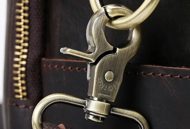 Genuine Leather Messenger Bag Cool Chest Bag Crossbody Bag Travel Bag Hiking Bag for men