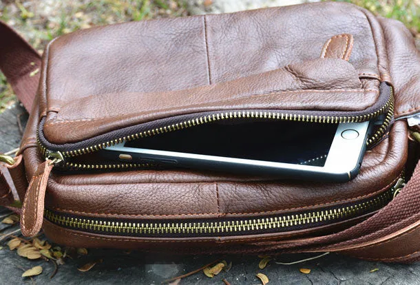 Genuine Leather Messenger Bag Cool Chest Bag Crossbody Bag Travel Bag Hiking Bag for men