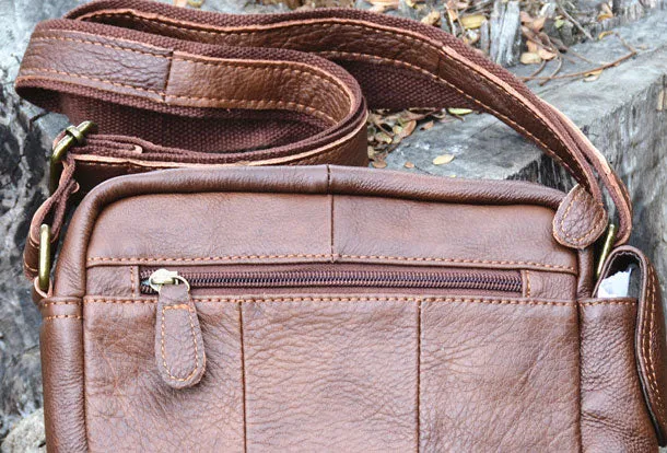 Genuine Leather Messenger Bag Cool Chest Bag Crossbody Bag Travel Bag Hiking Bag for men
