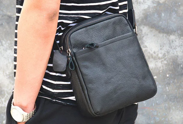 Genuine Leather Messenger Bag Cool Chest Bag Crossbody Bag Travel Bag Hiking Bag for men