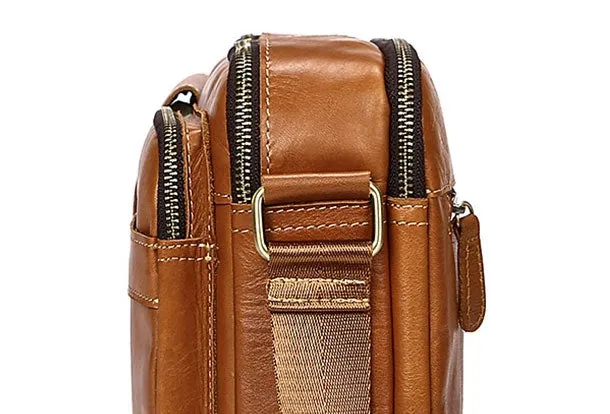 Genuine Leather Messenger Bag Cool Chest Bag Crossbody Bag Travel Bag Hiking Bag for men