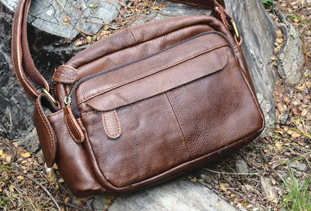 Genuine Leather Messenger Bag Cool Chest Bag Crossbody Bag Travel Bag Hiking Bag for men