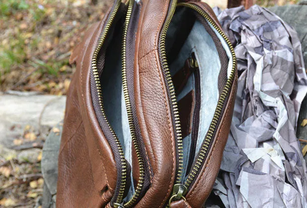 Genuine Leather Messenger Bag Cool Chest Bag Crossbody Bag Travel Bag Hiking Bag for men