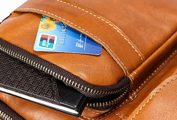 Genuine Leather Messenger Bag Cool Chest Bag Crossbody Bag Travel Bag Hiking Bag for men