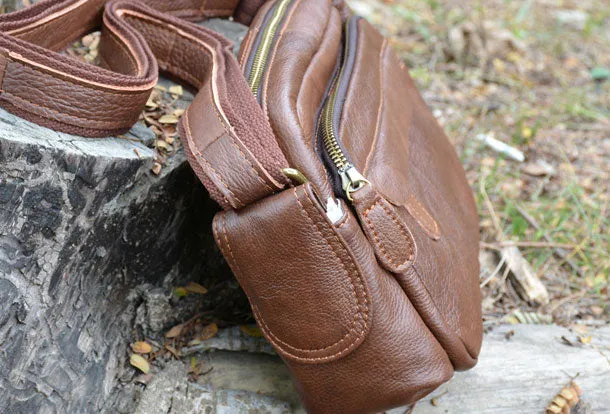 Genuine Leather Messenger Bag Cool Chest Bag Crossbody Bag Travel Bag Hiking Bag for men
