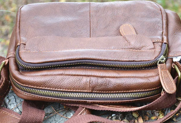 Genuine Leather Messenger Bag Cool Chest Bag Crossbody Bag Travel Bag Hiking Bag for men
