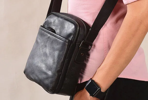 Genuine Leather Messenger Bag Cool Chest Bag Crossbody Bag Travel Bag Hiking Bag for men