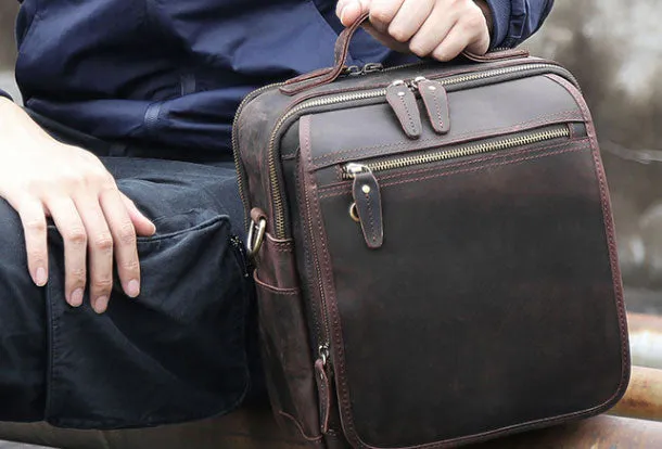 Genuine Leather Messenger Bag Cool Chest Bag Crossbody Bag Travel Bag Hiking Bag for men