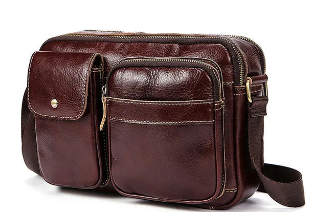 Genuine Leather Messenger Bag Cool Chest Bag Crossbody Bag Travel Bag Hiking Bag for men