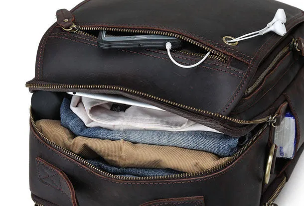 Genuine Leather Messenger Bag Cool Chest Bag Crossbody Bag Travel Bag Hiking Bag for men