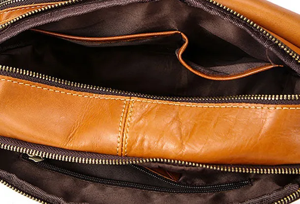 Genuine Leather Messenger Bag Cool Chest Bag Crossbody Bag Travel Bag Hiking Bag for men