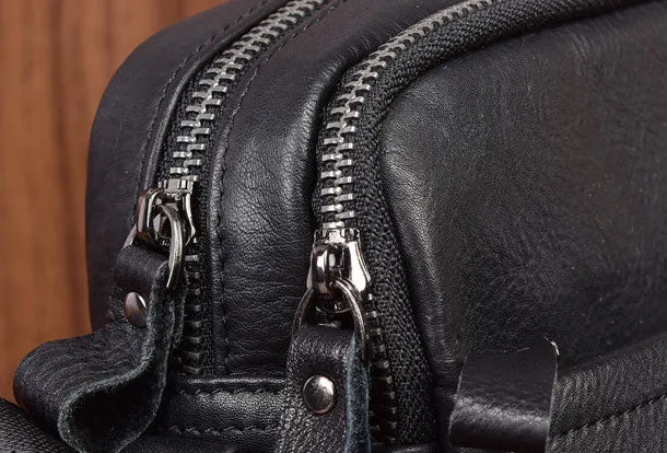 Genuine Leather Messenger Bag Cool Chest Bag Crossbody Bag Travel Bag Hiking Bag for men