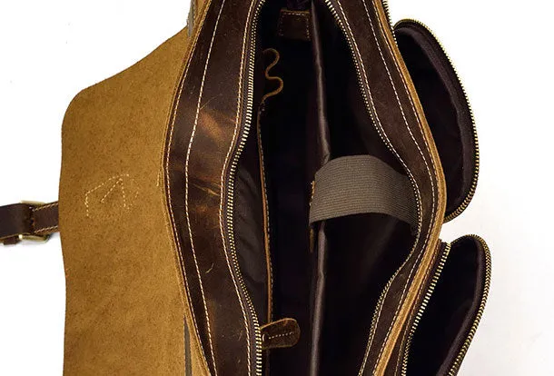Genuine Leather Messenger Bag Cool Chest Bag Sling Bag Crossbody Bag Travel Bag Hiking Bag for men