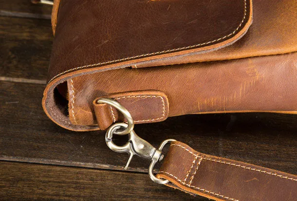 Genuine Leather Messenger Bag Cool Chest Bag Sling Bag Crossbody Bag Travel Bag Hiking Bag for men