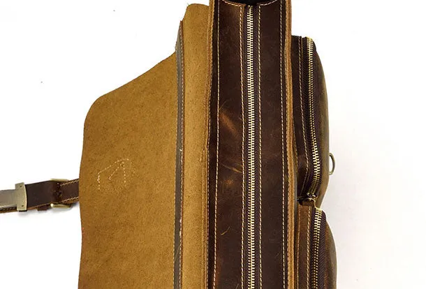Genuine Leather Messenger Bag Cool Chest Bag Sling Bag Crossbody Bag Travel Bag Hiking Bag for men