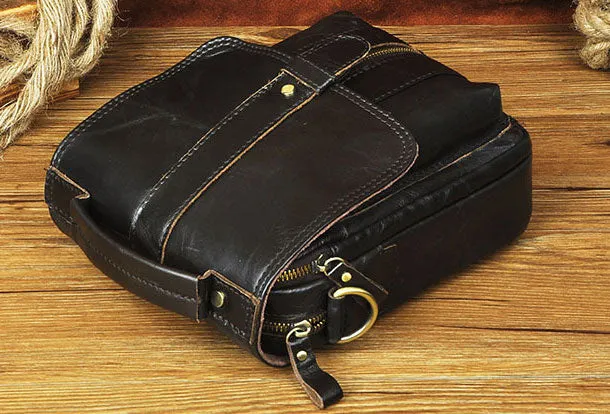 Genuine Leather Messenger Bag Cross Body Cool Chest Bag Sling Bag Travel Bag Hiking Bag For Men