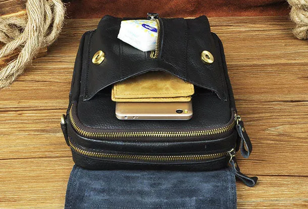 Genuine Leather Messenger Bag Cross Body Cool Chest Bag Sling Bag Travel Bag Hiking Bag For Men