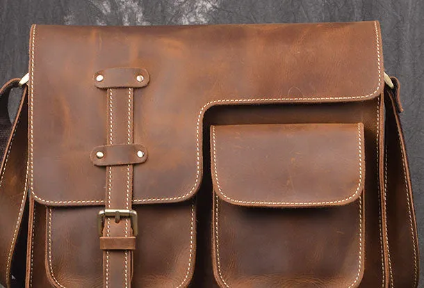 Genuine Leather Messenger Bag Cross Body Cool Chest Bag Sling Bag Travel Bag Hiking Bag For Men