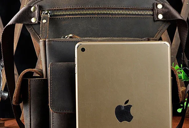 Genuine Leather Messenger Bag Cross Body Cool Chest Bag Sling Bag Travel Bag Hiking Bag For Men